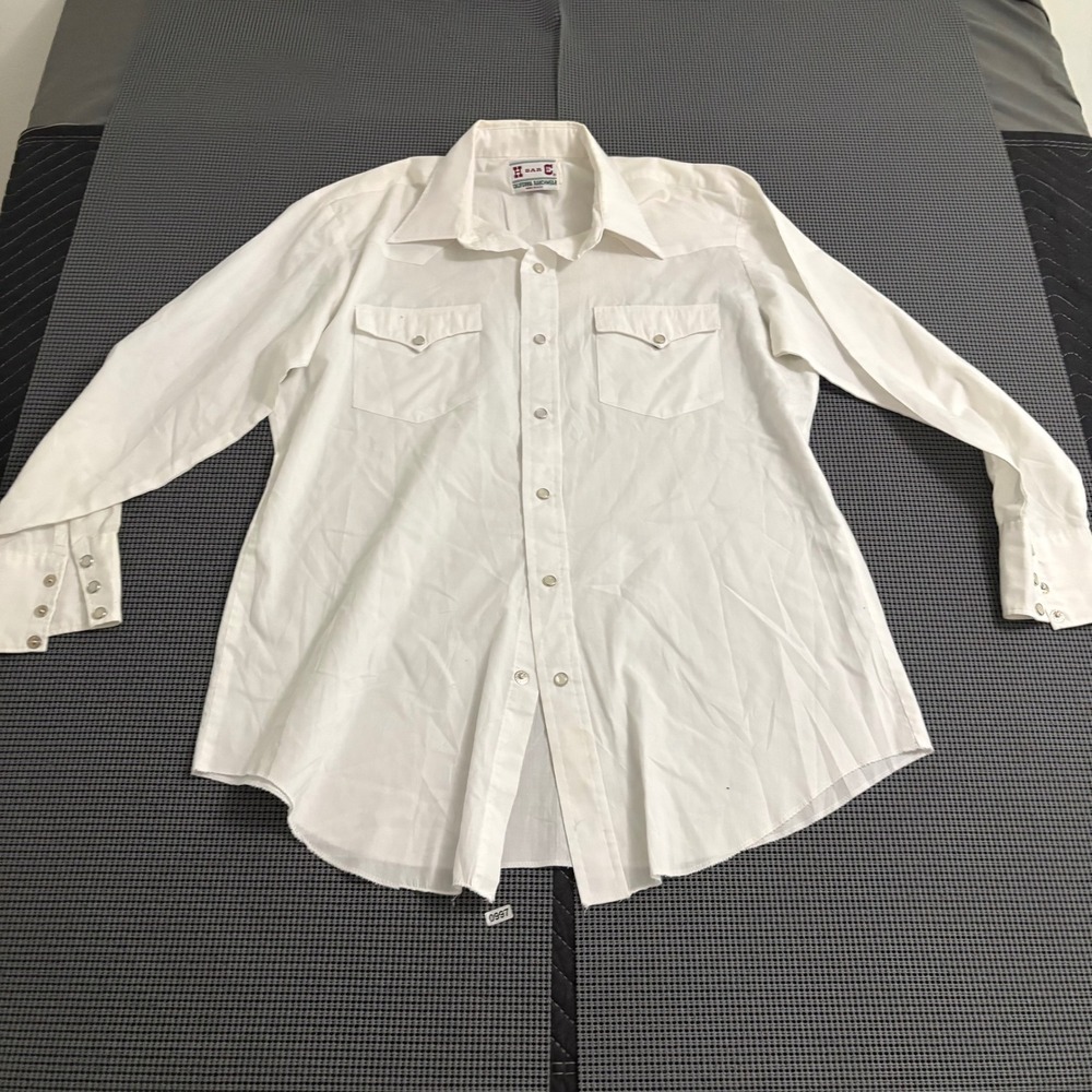 Vintage H Bar C White Western Pearl Snap Shirt USA Made